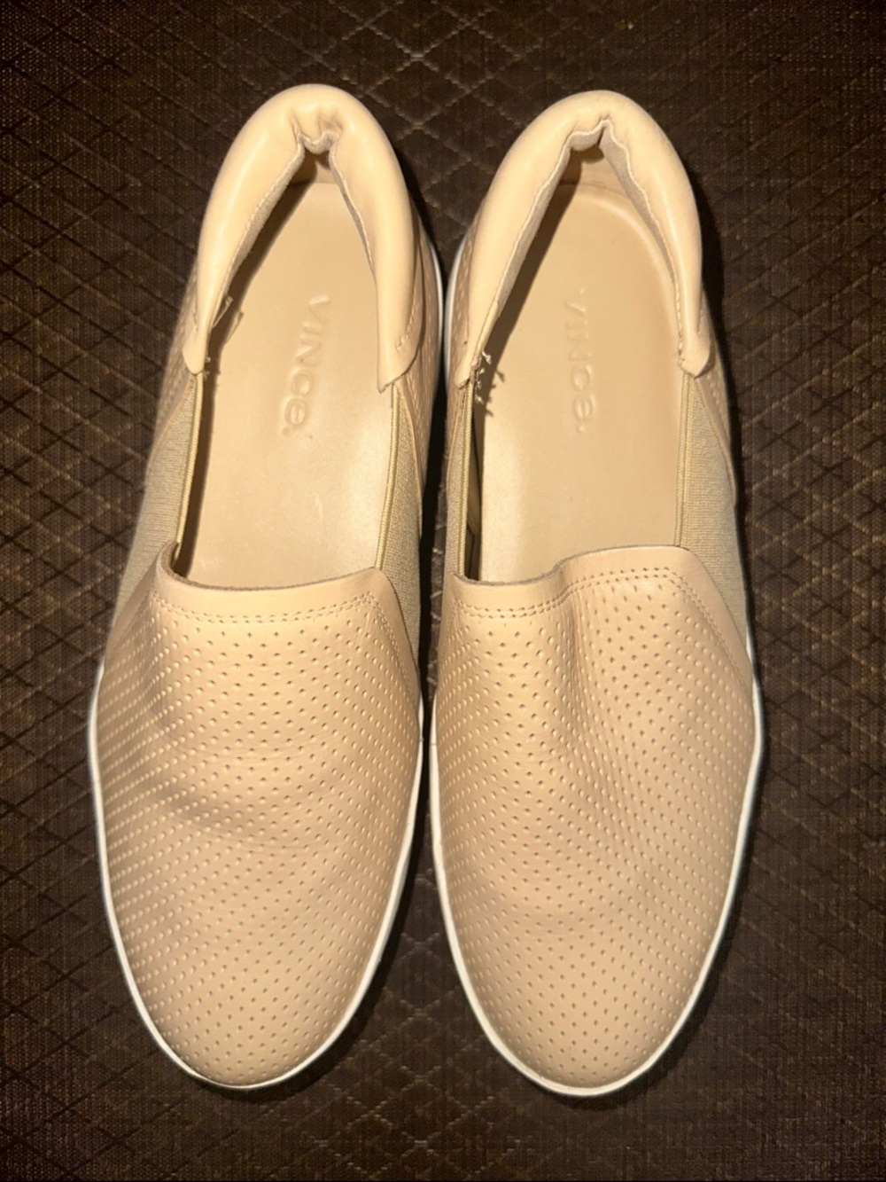 Vince Warren Women's Beige Slip-On Platform Sneakers